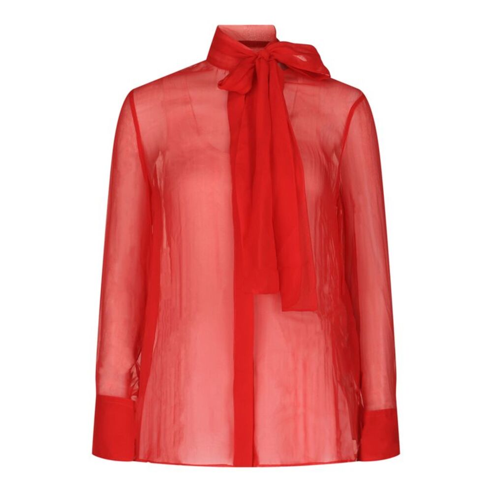 Valentino Sheer Organza Blouse Red Womens